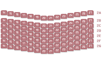 2층 H구역 무대 좌석 배치도